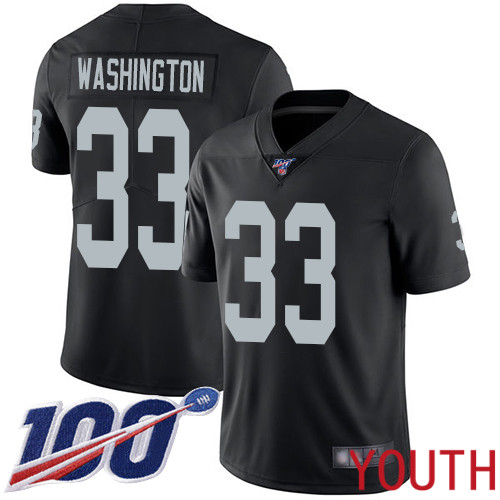 Oakland Raiders Limited Black Youth DeAndre Washington Home Jersey NFL Football #33 100th Jersey->women nfl jersey->Women Jersey